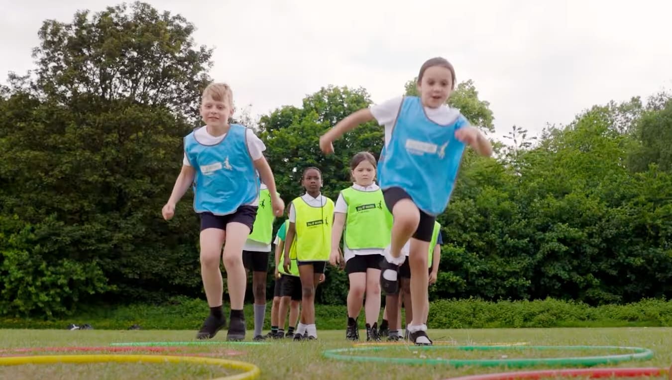 Young children playing outside 